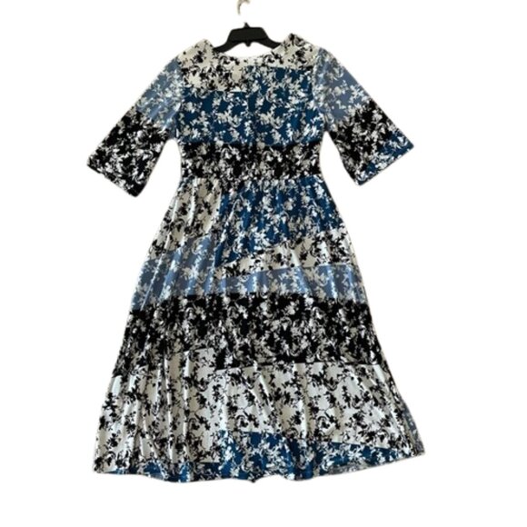 Gabby Skye - Multi-Color Sectioned Floral Print A-Line Dress 16W - Picture 3 of 8